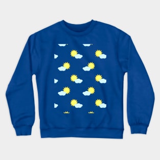 Sun and Clouds Pattern 2 in Blue Crewneck Sweatshirt